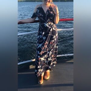 Lush Navy Floral Maxi Dress